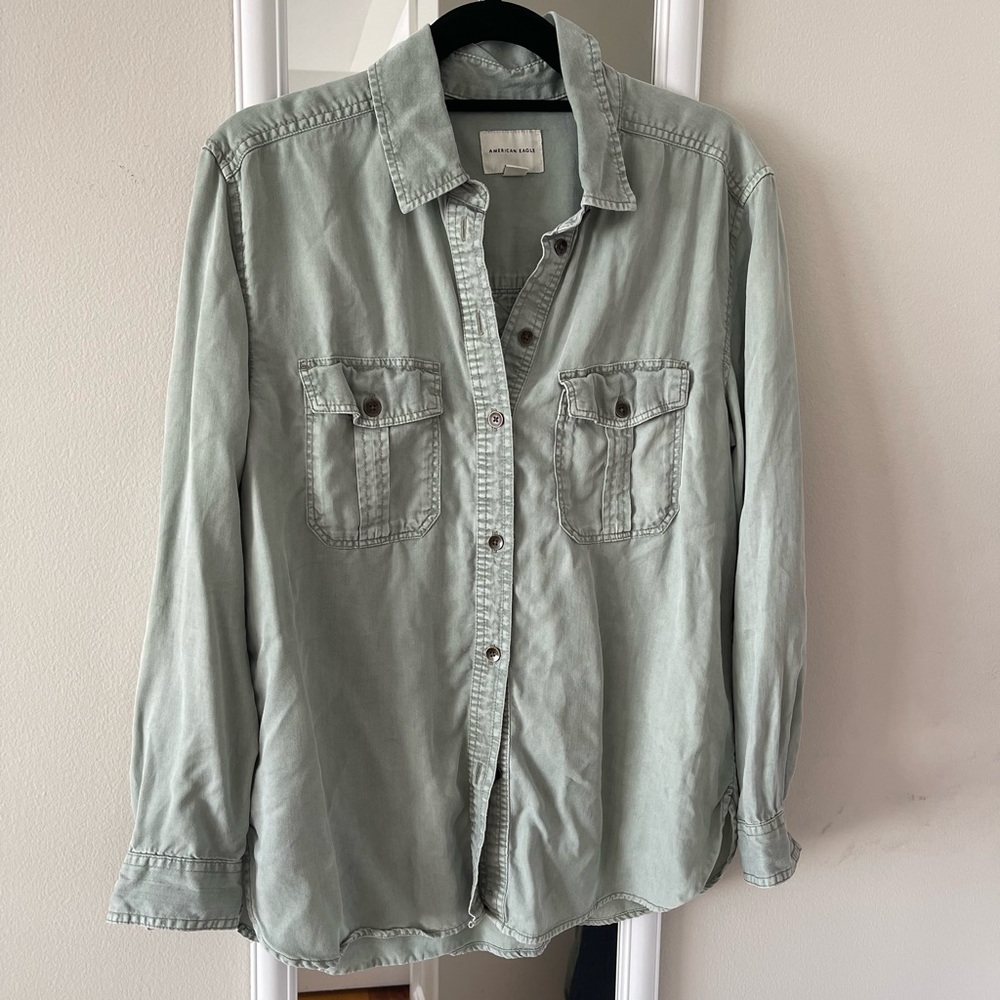 American Eagle Sage Green Button Down